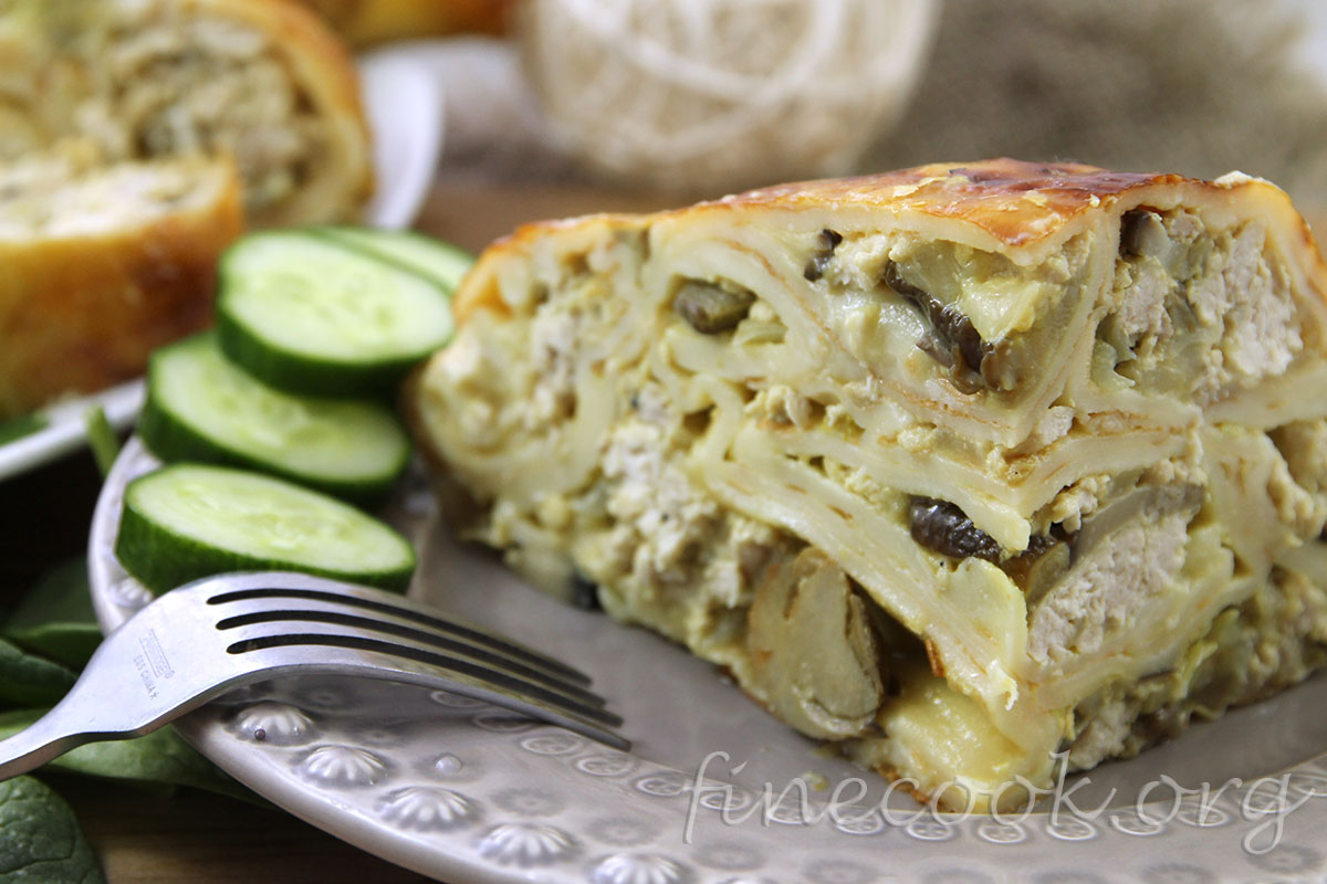 Курица фаршированная блинами Курица фаршированная блинами